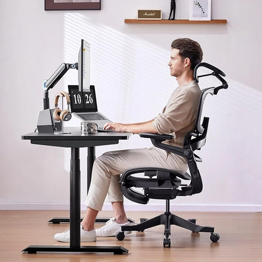 Adjustable Mesh Office Chair – High Back with Lumbar Support, Headrest & Leg Rest