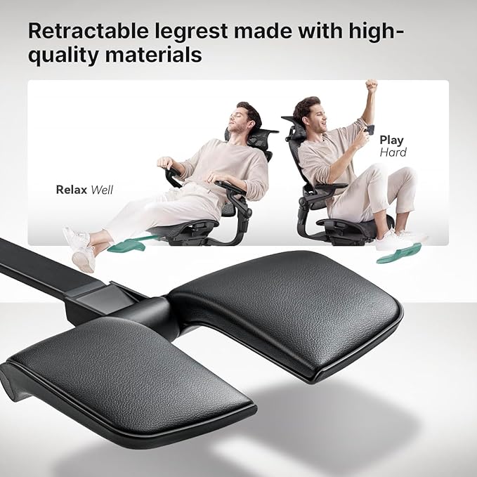 Adjustable Mesh Office Chair – High Back with Lumbar Support, Headrest & Leg Rest